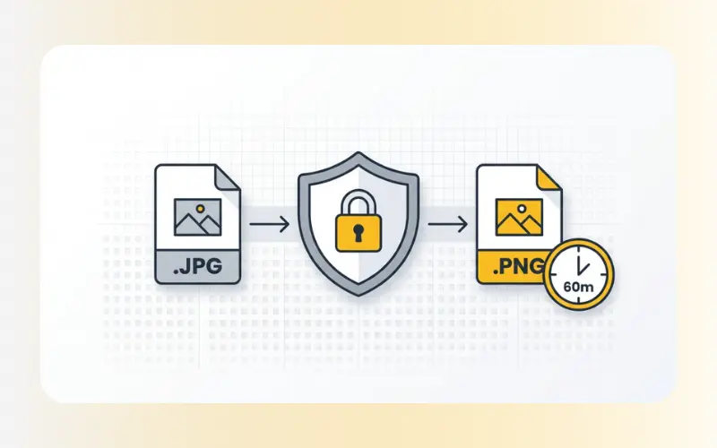 Data security and SSL protection workflow on online PNG converter.