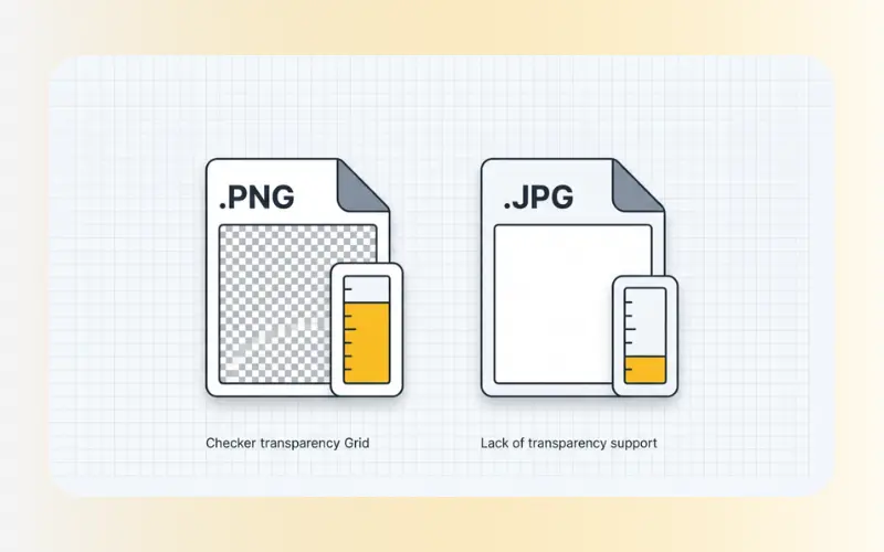 Visual impact on file size and transparency when you convert png to jpg.