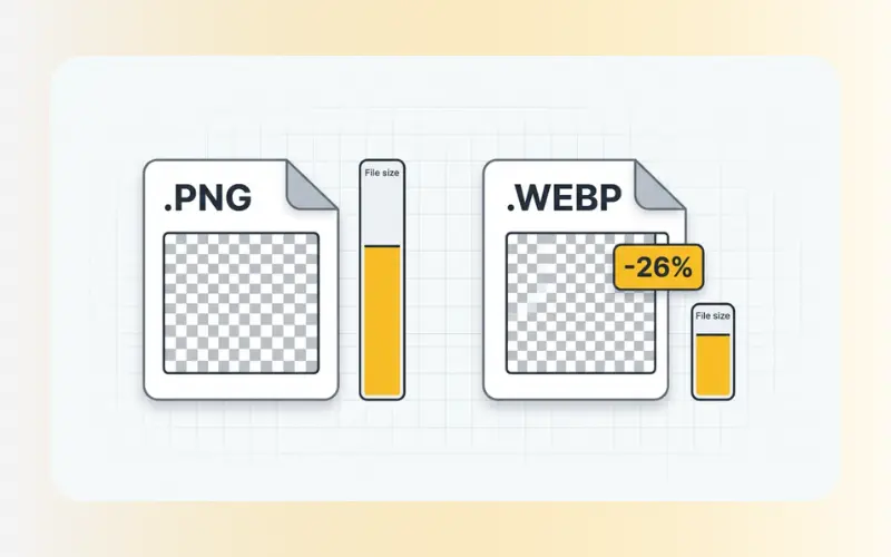 Transparency retention and size reduction on online png to webp converter free.