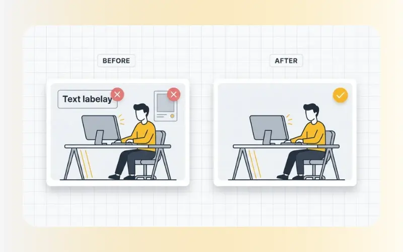 Three-step photo cleanup workflow on online image cleaner tool.